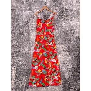 New XIX Palms Dress Large Womens Hawaiian Red Floral Maxi Sun